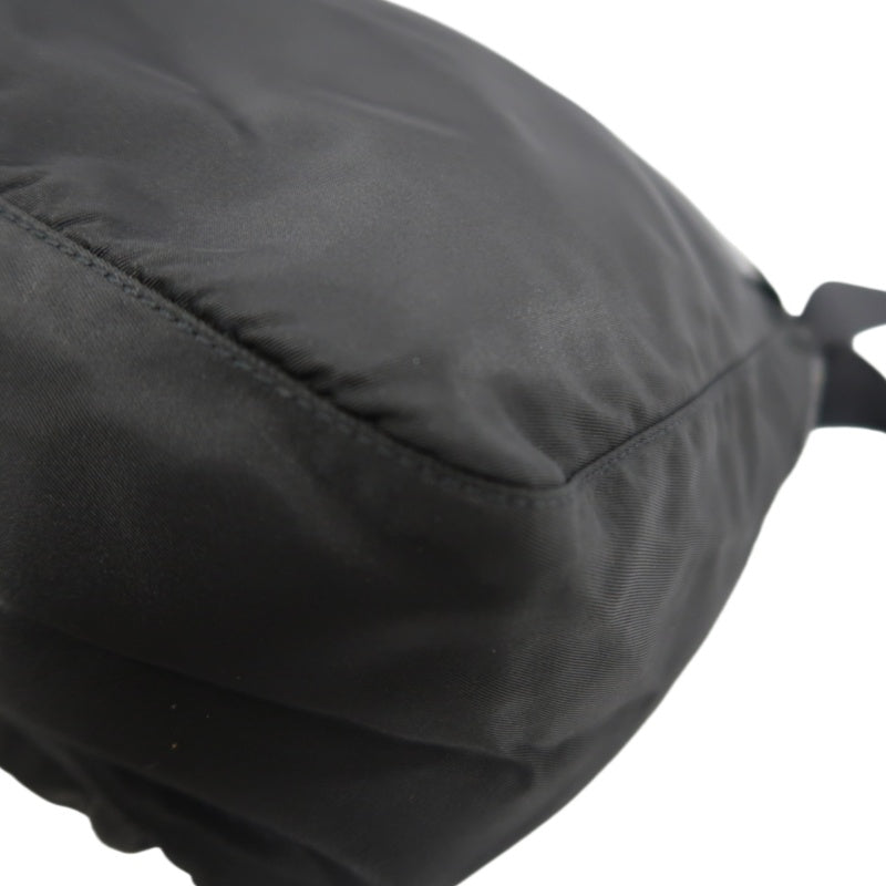 PRADA Nylon Shoulder Bag Black Silver Hardware
