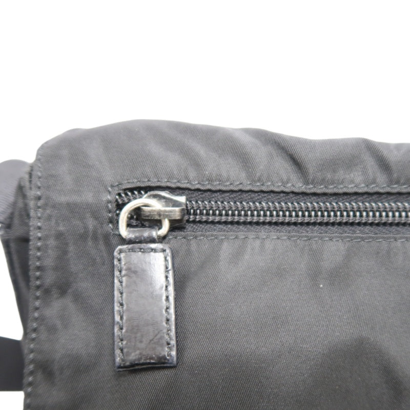 PRADA Nylon Shoulder Bag Black Silver Hardware