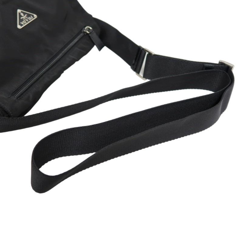 PRADA Nylon Shoulder Bag Black Silver Hardware