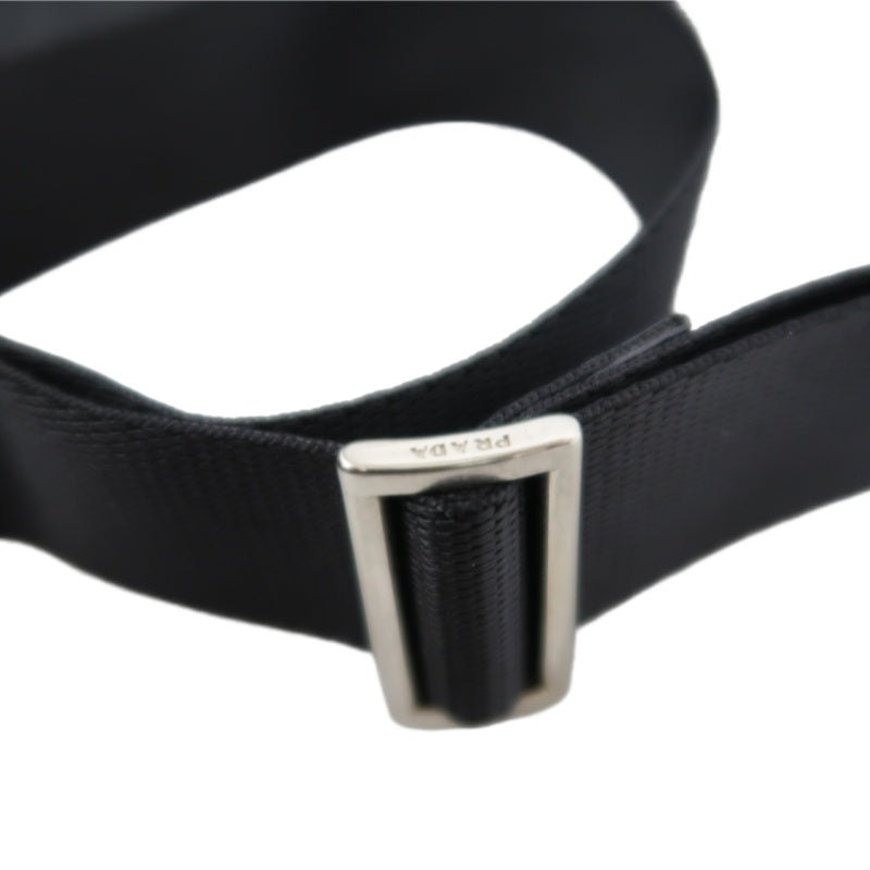 PRADA Nylon Shoulder Bag Black Silver Hardware