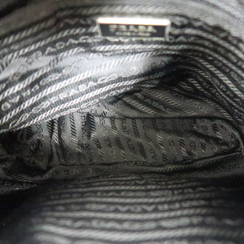 PRADA Nylon Shoulder Bag Black Silver Hardware
