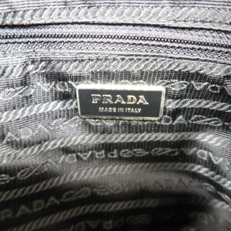 PRADA Nylon Shoulder Bag Black Silver Hardware