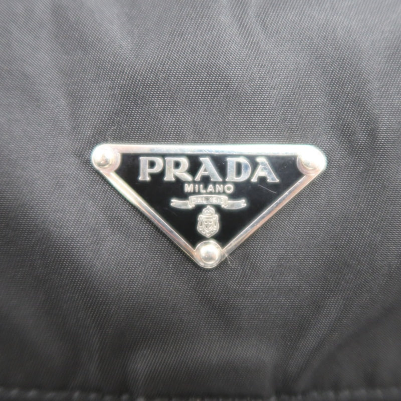 PRADA Nylon Shoulder Bag Black Silver Hardware