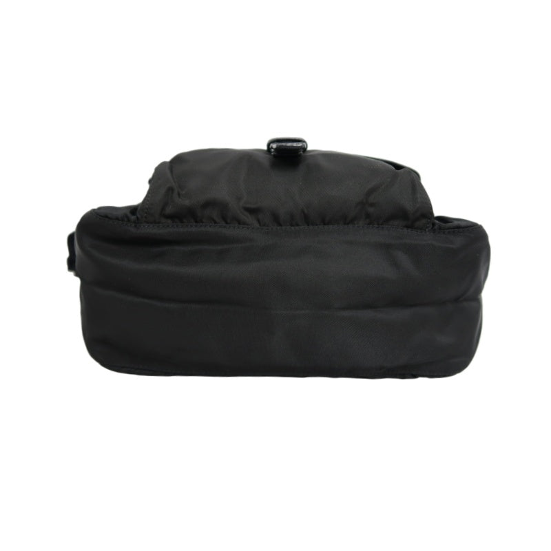 PRADA Nylon Shoulder Bag Black Silver Hardware