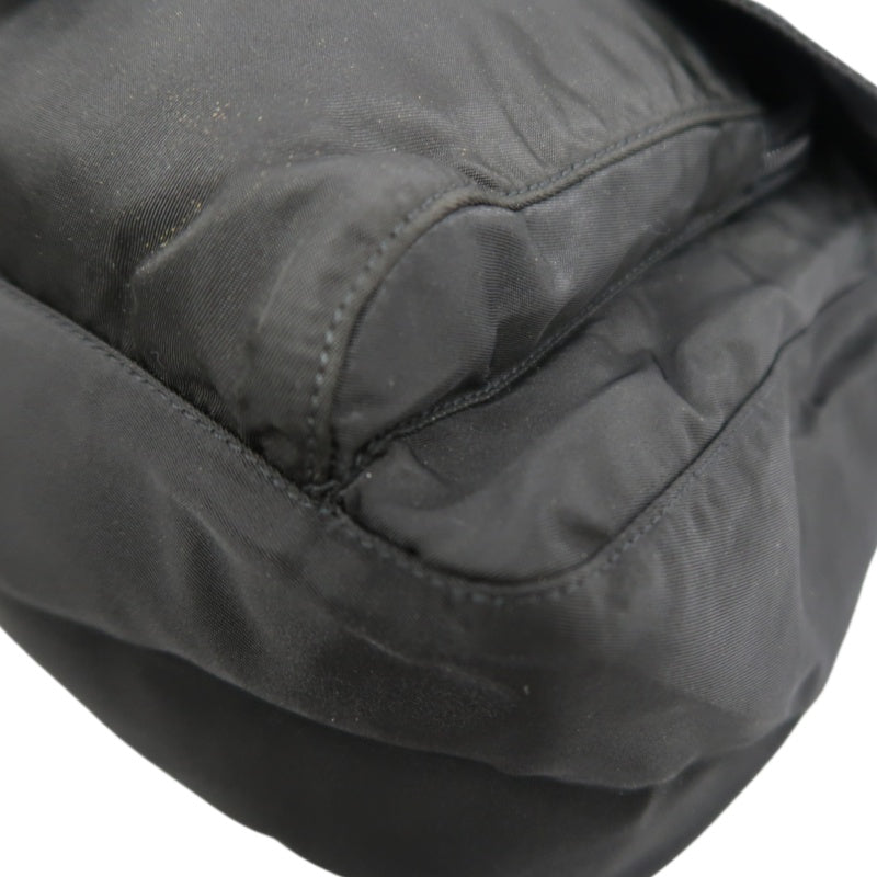PRADA Nylon Shoulder Bag Black Silver Hardware