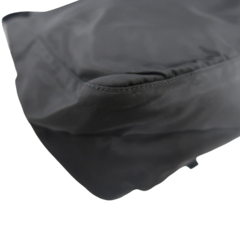 PRADA Nylon Shoulder Bag Black Silver Hardware