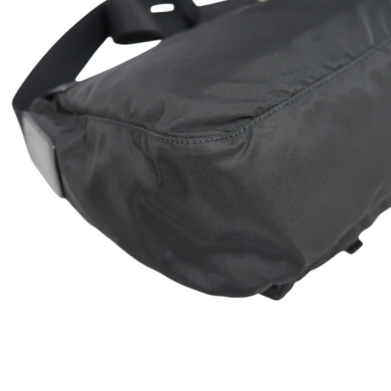 PRADA Nylon Shoulder Bag Black Silver Hardware