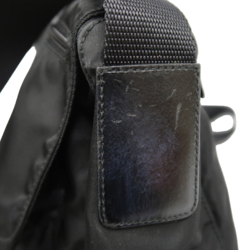PRADA Nylon Shoulder Bag Black Silver Hardware