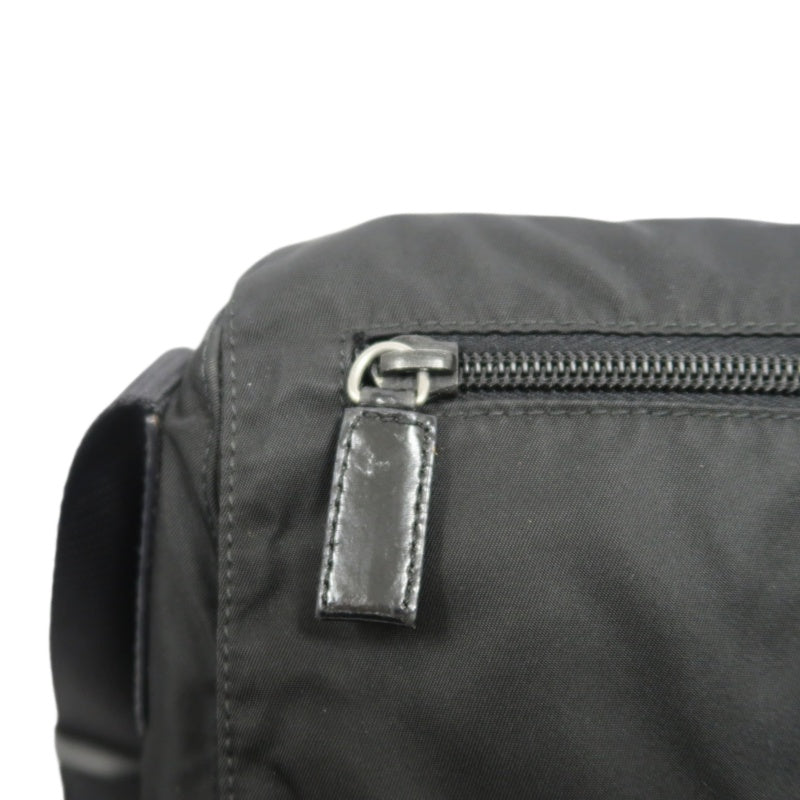 PRADA Nylon Shoulder Bag Black Silver Hardware