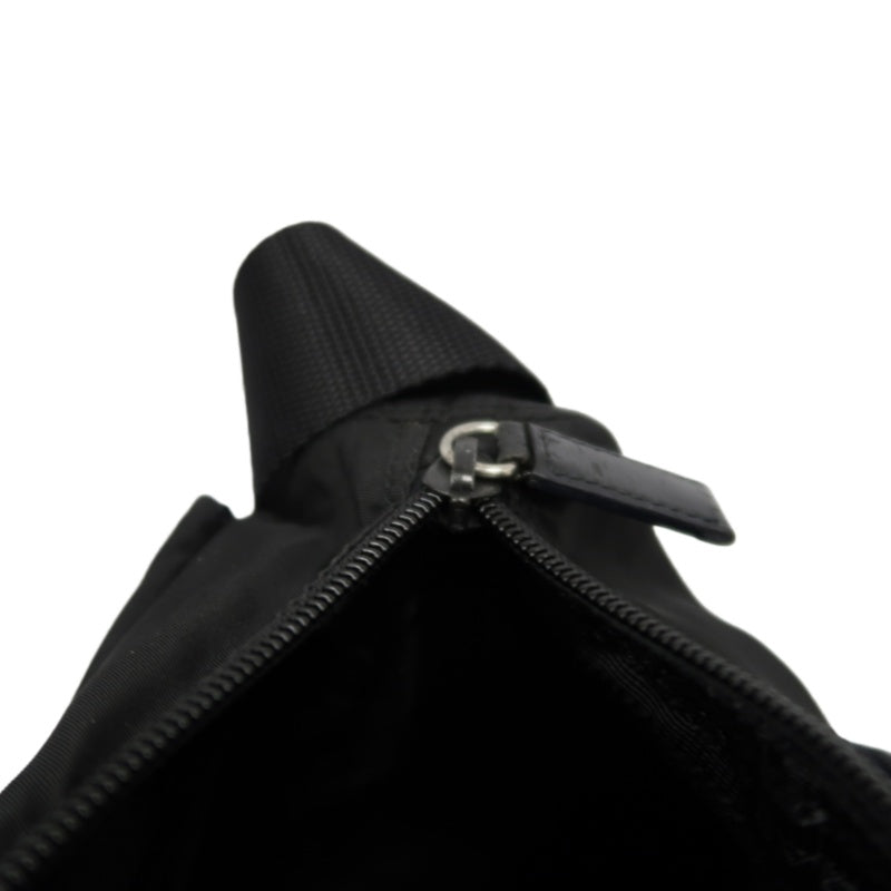 PRADA Nylon Shoulder Bag Black Silver Hardware