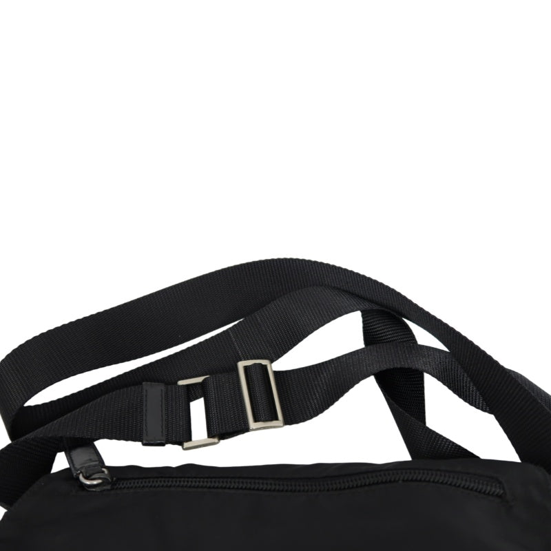 PRADA Nylon Shoulder Bag Black Silver Hardware