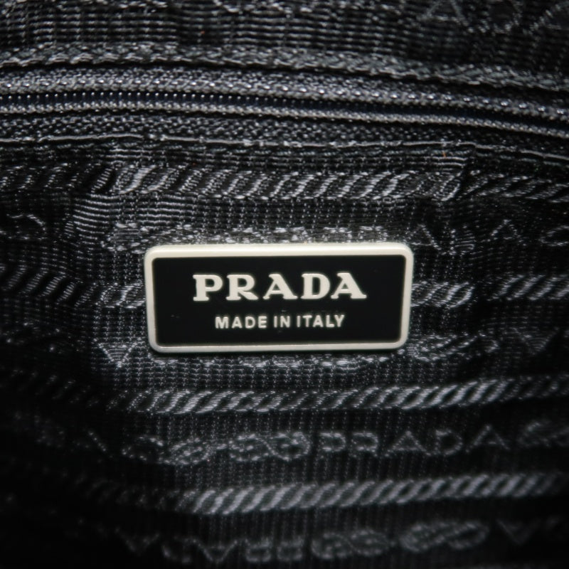 PRADA Nylon Shoulder Bag Black Silver Hardware