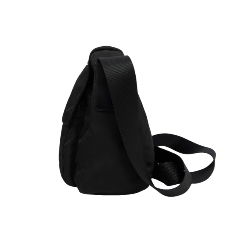 PRADA Nylon Shoulder Bag Black Silver Hardware