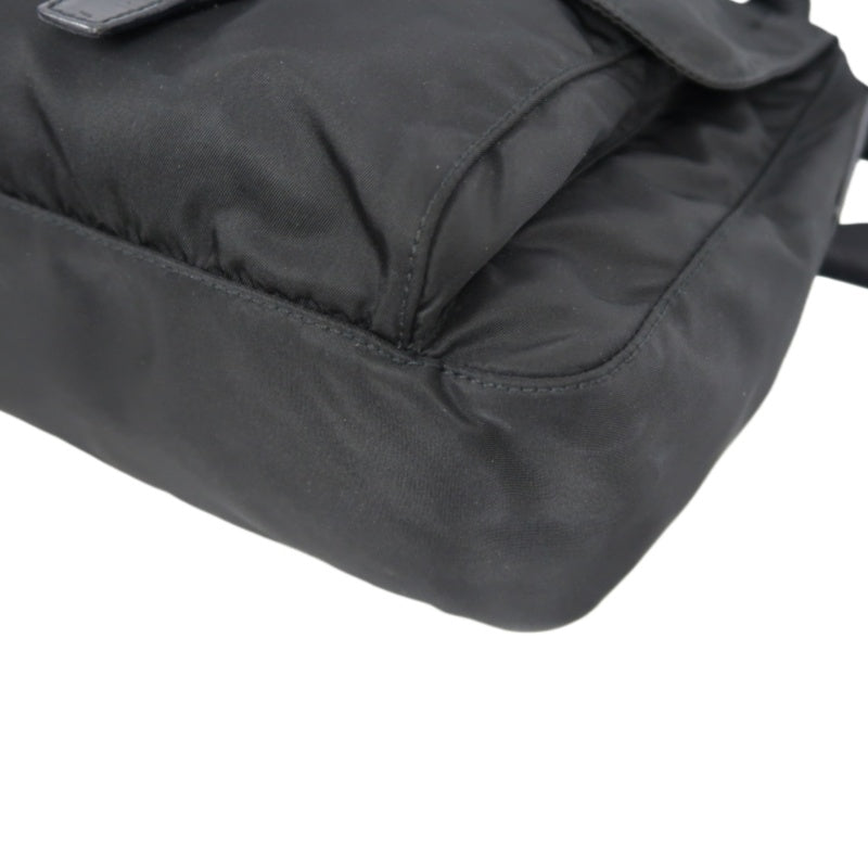 PRADA Nylon Shoulder Bag Black Silver Hardware
