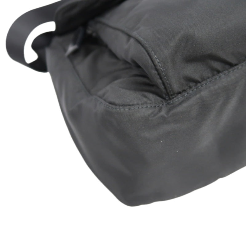 PRADA Nylon Shoulder Bag Black Silver Hardware