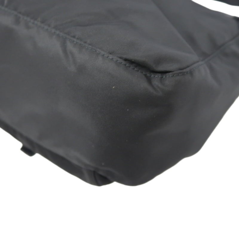 PRADA Nylon Shoulder Bag Black Silver Hardware