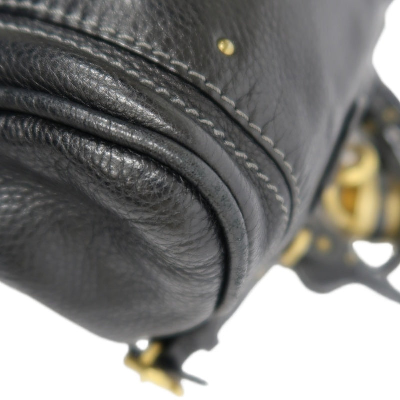 CHLOE Paddington Handbag Leather Black Gold Hardware With Lock And Key