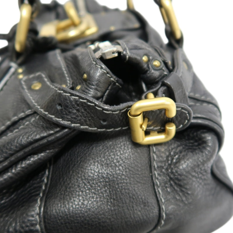 CHLOE Paddington Handbag Leather Black Gold Hardware With Lock And Key