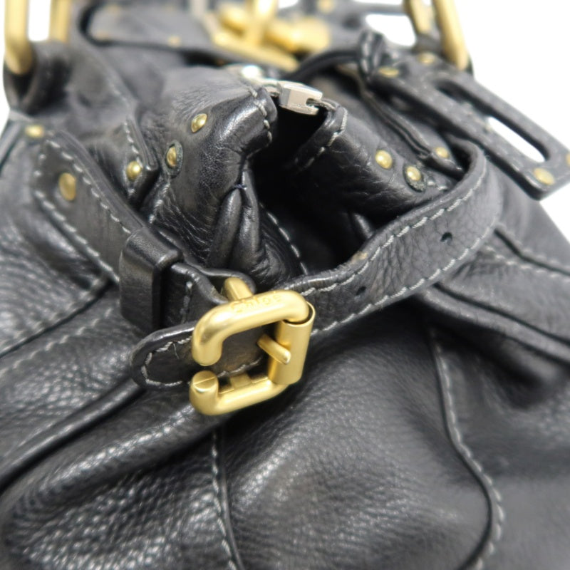 CHLOE Paddington Handbag Leather Black Gold Hardware With Lock And Key