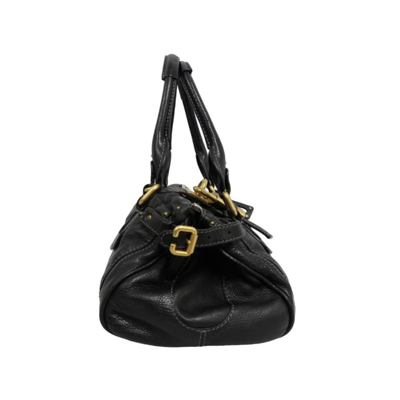 CHLOE Paddington Handbag Leather Black Gold Hardware With Lock And Key