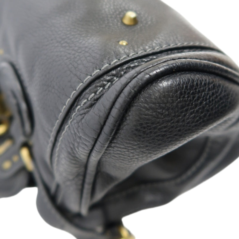 CHLOE Paddington Handbag Leather Black Gold Hardware With Lock And Key