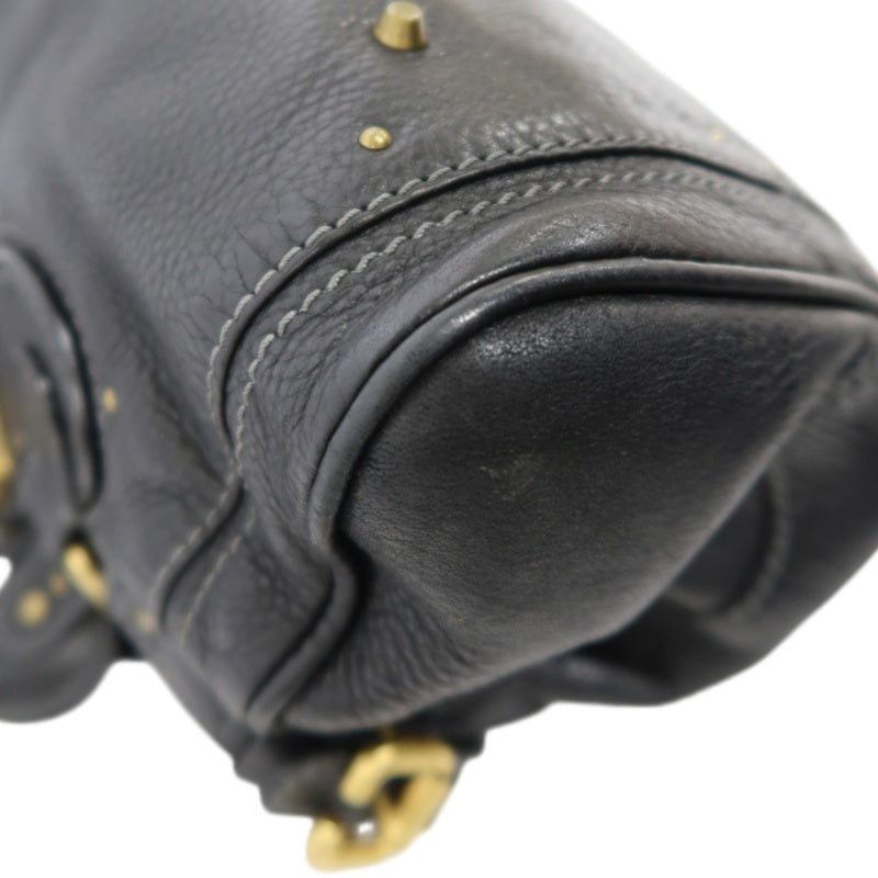 CHLOE Paddington Handbag Leather Black Gold Hardware With Lock And Key