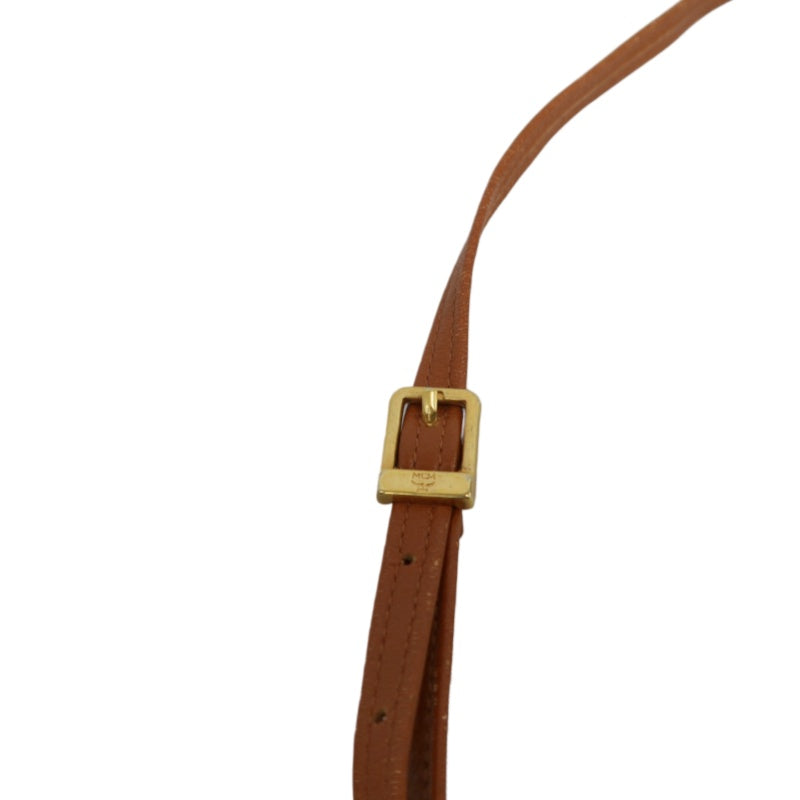 MCM Visetos Shoulder Bag PVC Leather Mustard Gold Logo Plate Hardware