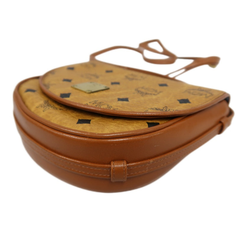 MCM Visetos Shoulder Bag PVC Leather Mustard Gold Logo Plate Hardware