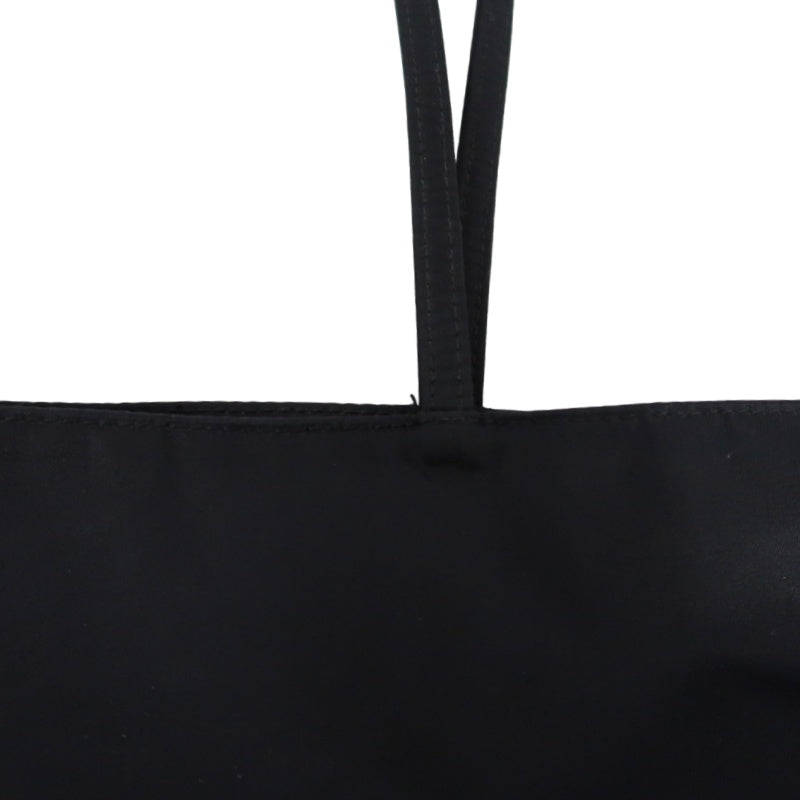 FENDI Nylon Tote Bag Black Silver FF Logo Metal Plate Hardware
