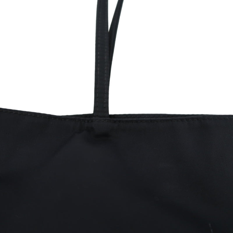 FENDI Nylon Tote Bag Black Silver FF Logo Metal Plate Hardware