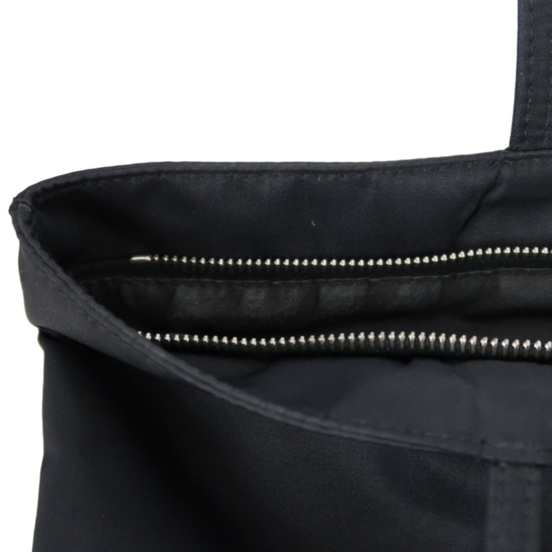 FENDI Nylon Tote Bag Black Silver FF Logo Metal Plate Hardware