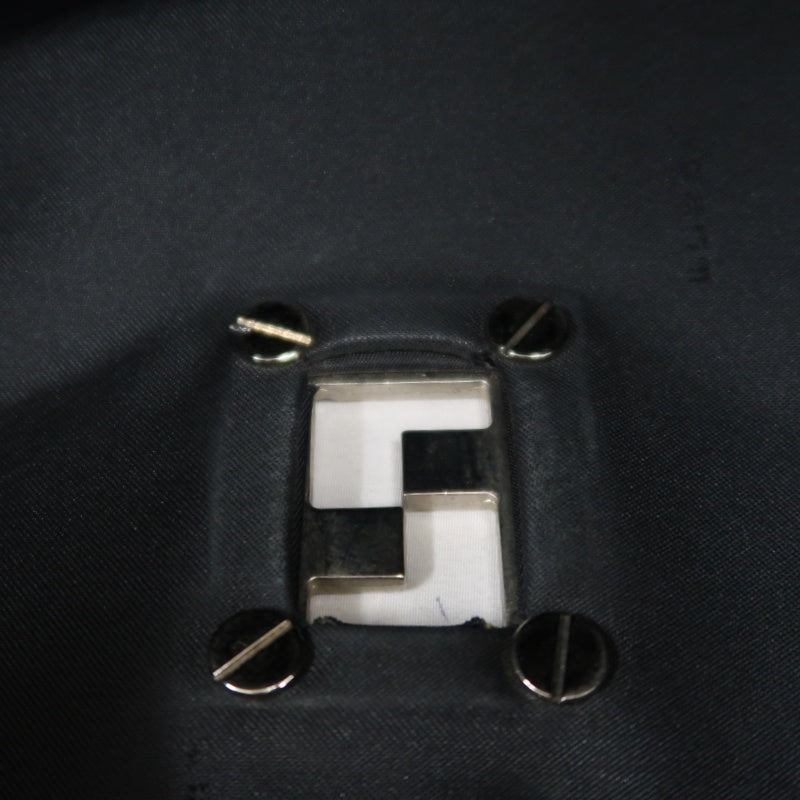 FENDI Nylon Tote Bag Black Silver FF Logo Metal Plate Hardware