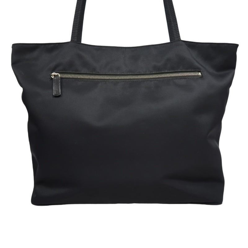 FENDI Nylon Tote Bag Black Silver FF Logo Metal Plate Hardware