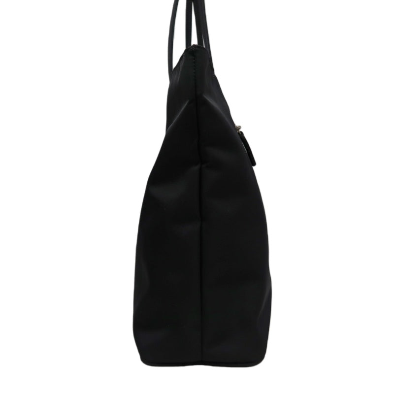 FENDI Nylon Tote Bag Black Silver FF Logo Metal Plate Hardware
