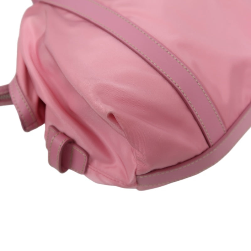PRADA Triangle Logo Tote Bag, Nylon Pink with Silver Hardware, Includes Padlock, Clochette and Padlock Case