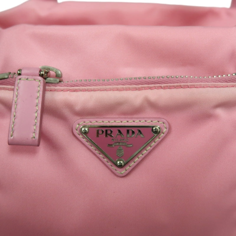 PRADA Triangle Logo Tote Bag, Nylon Pink with Silver Hardware, Includes Padlock, Clochette and Padlock Case