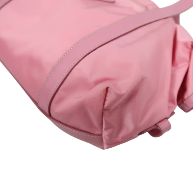 PRADA Triangle Logo Tote Bag, Nylon Pink with Silver Hardware, Includes Padlock, Clochette and Padlock Case