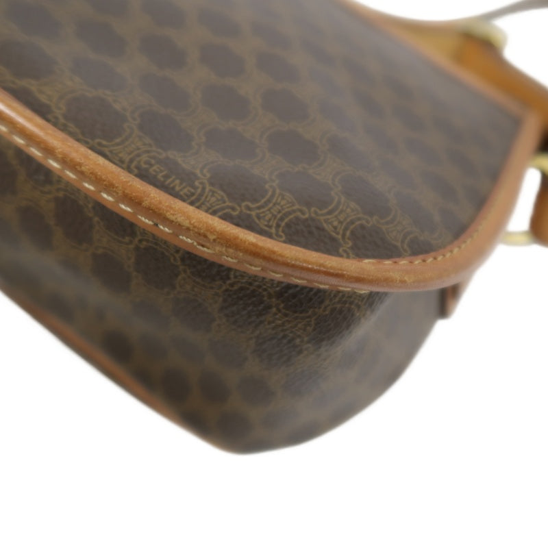 CELINE Macadam Pattern Shoulder Bag Pvc Brown Gold Hardware