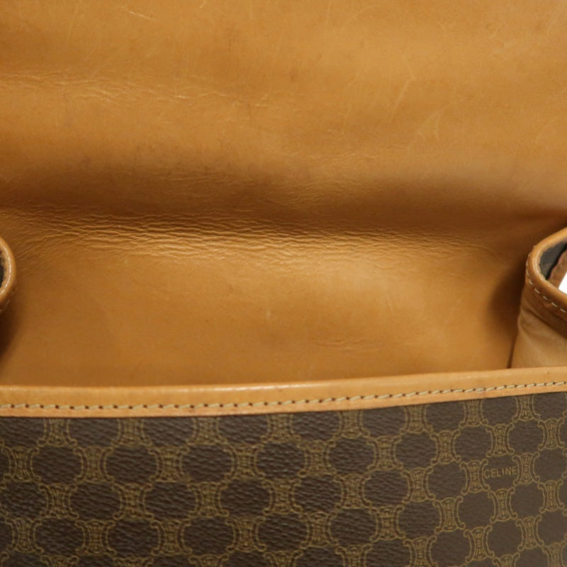 CELINE Macadam Pattern Shoulder Bag Pvc Brown Gold Hardware