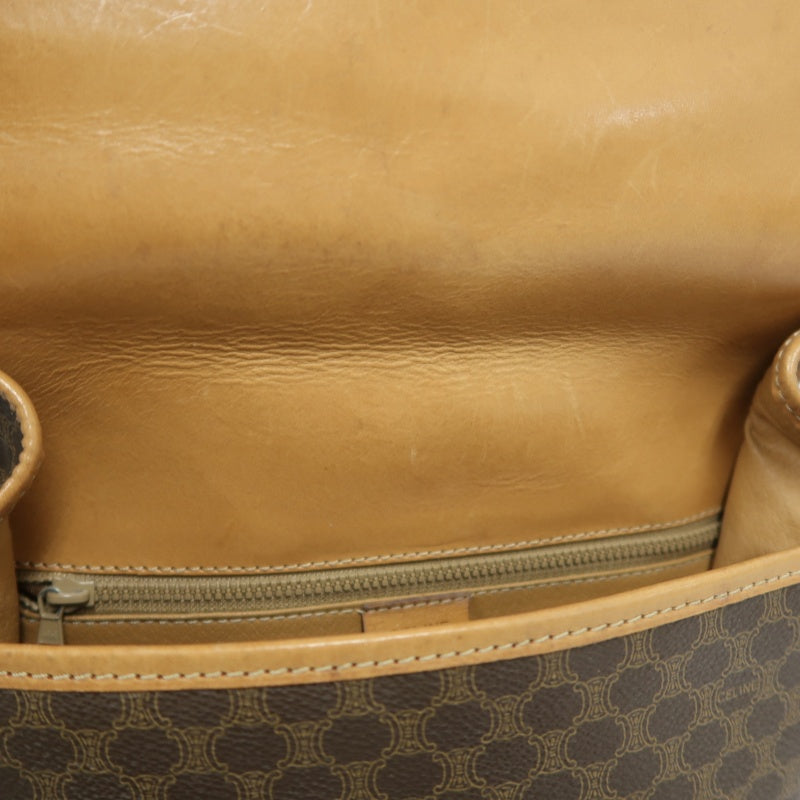 CELINE Macadam Pattern Shoulder Bag Pvc Brown Gold Hardware