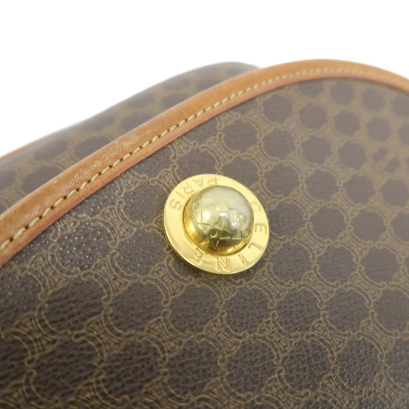 CELINE Macadam Pattern Shoulder Bag Pvc Brown Gold Hardware