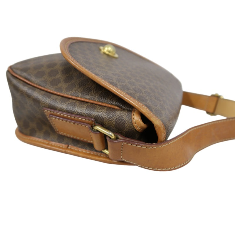 CELINE Macadam Pattern Shoulder Bag Pvc Brown Gold Hardware