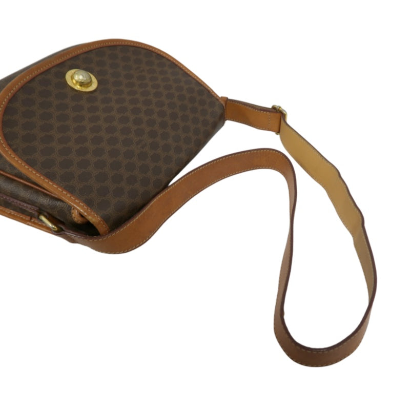 CELINE Macadam Pattern Shoulder Bag Pvc Brown Gold Hardware