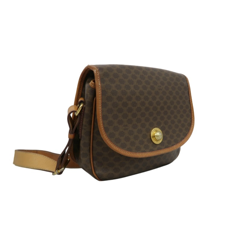 CELINE Macadam Pattern Shoulder Bag Pvc Brown Gold Hardware