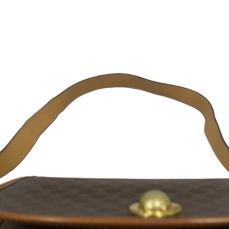 CELINE Macadam Pattern Shoulder Bag Pvc Brown Gold Hardware