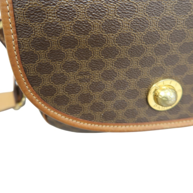 CELINE Macadam Pattern Shoulder Bag Pvc Brown Gold Hardware