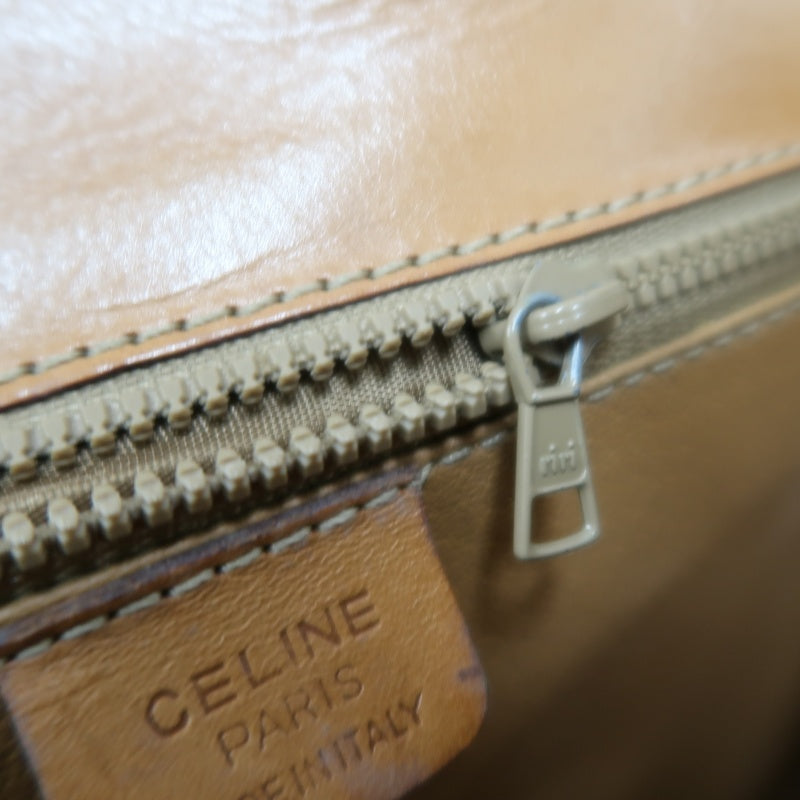 CELINE Macadam Pattern Shoulder Bag Pvc Brown Gold Hardware
