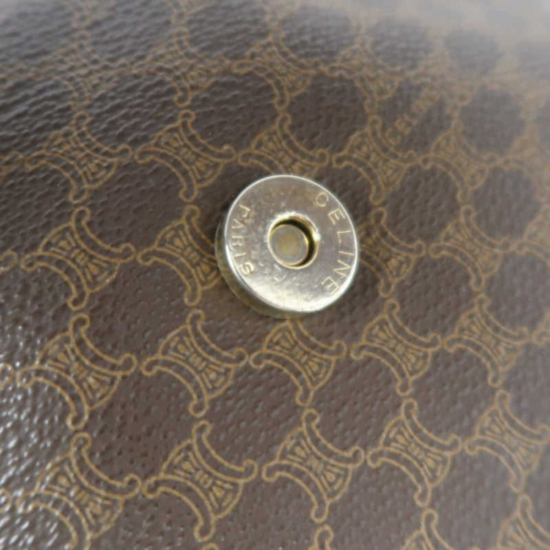 CELINE Macadam Pattern Shoulder Bag Pvc Brown Gold Hardware