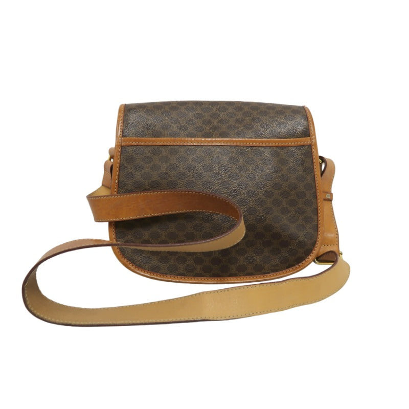 CELINE Macadam Pattern Shoulder Bag Pvc Brown Gold Hardware