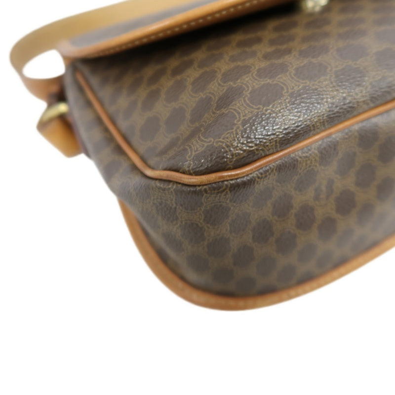 CELINE Macadam Pattern Shoulder Bag Pvc Brown Gold Hardware